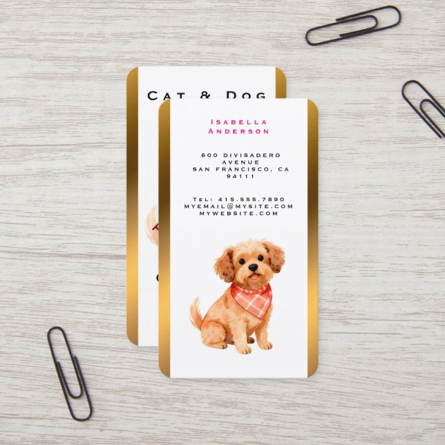 Grooming Pet Personalized Luxury Modern Collection Business Card (Front/Back In Situ)