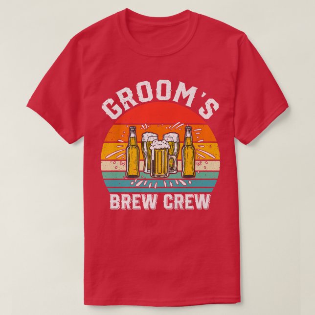 Grooms Brew Crew Funny Groomsmen Bachelor Party St T-Shirt (Design Front)