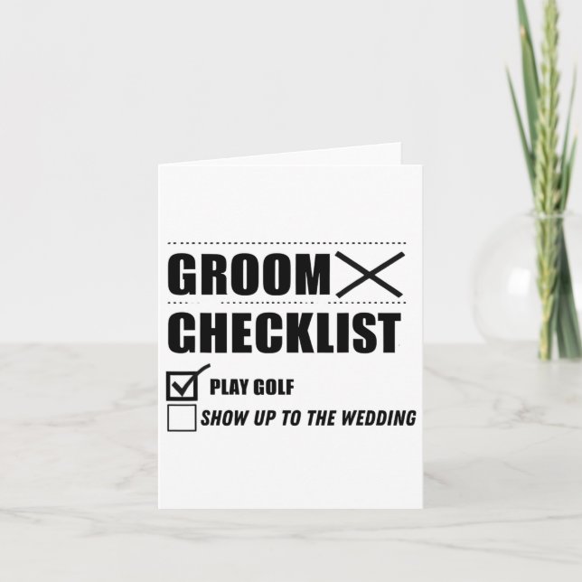 Groom's Checklist Golf Wedding - Funny Bachelor Pa Card (Front)