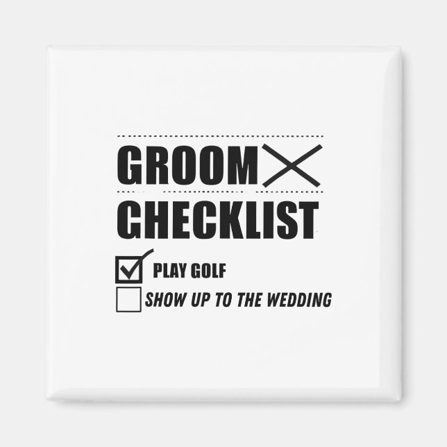 Groom's Checklist Golf Wedding - Funny Bachelor Pa Magnet (Front)