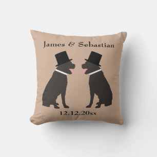 Grooms Choc Labradors Personalised Gay Wedding Cushion
