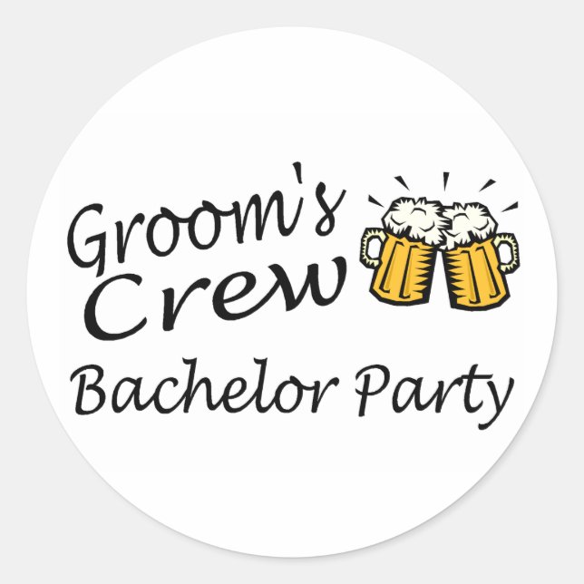 Grooms Crew (Beer Jugs) Classic Round Sticker (Front)