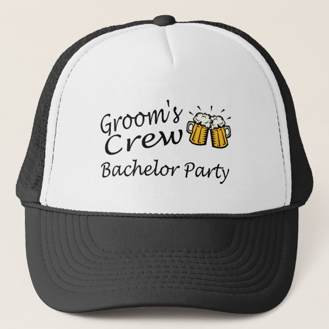 Grooms Crew Beer Jugs Trucker Hat (Front)