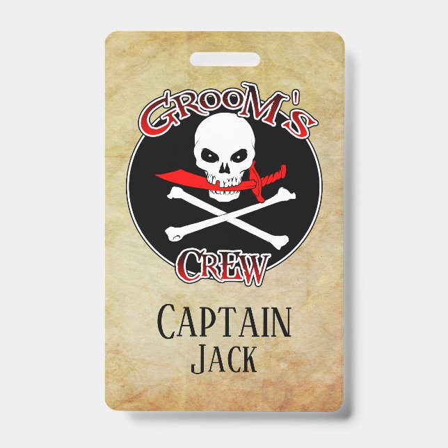 Groom's Crew Personalised ID Badge (Front)
