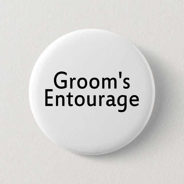 Grooms Entourage Black 6 Cm Round Badge (Front)