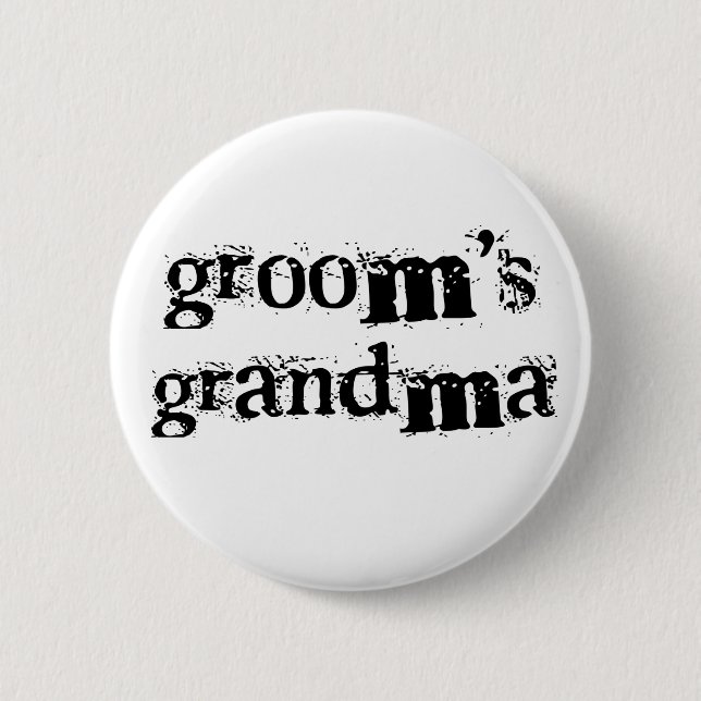 Groom's Grandma Black Text 6 Cm Round Badge (Front)
