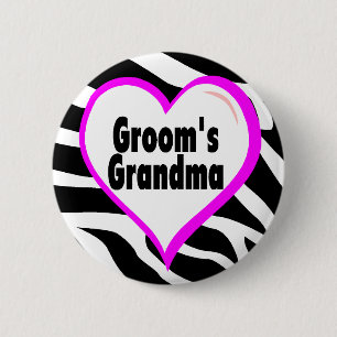 Grooms Grandma (Heart Zebra Stripes) 6 Cm Round Badge