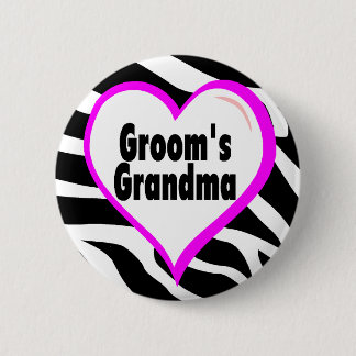 Grooms Grandma (Heart Zebra Stripes) 6 Cm Round Badge