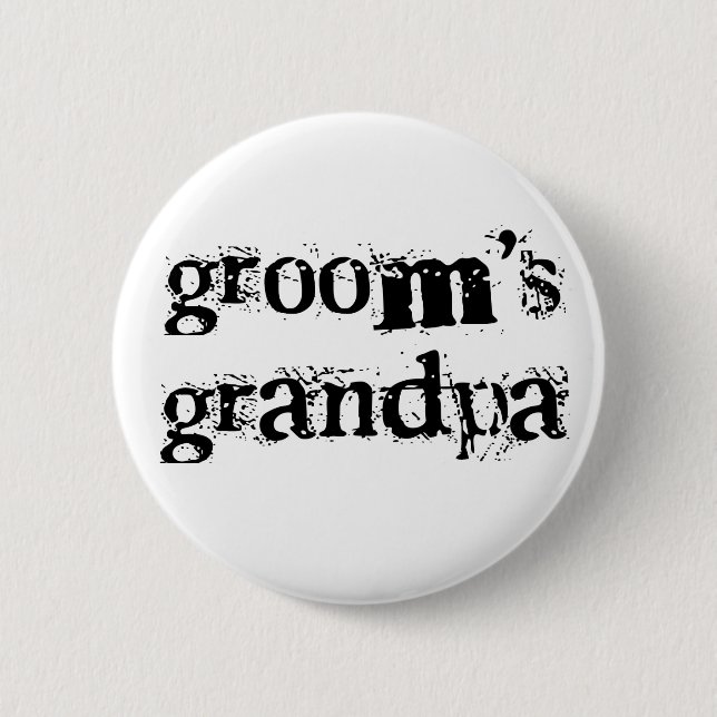 Groom's Grandpa Black Text 6 Cm Round Badge (Front)