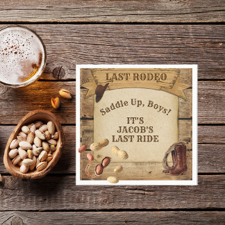 Groom's Last Rodeo Cowboys Saddle Up Boys Paper Napkin