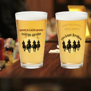 Groom's Last Rodeo Cowboys & Sunset Bachelor Party Glass