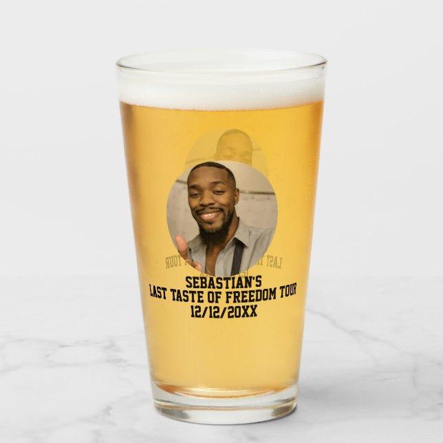Grooms Last Taste Of Freedom Tour  Bachelor Party Glass (Back Filled)