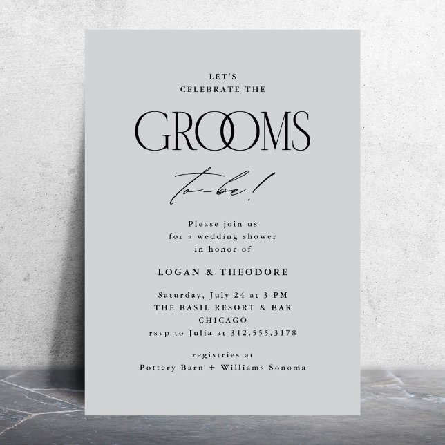 Grooms Modern Typography Wedding Shower Invitation (Creator Uploaded)