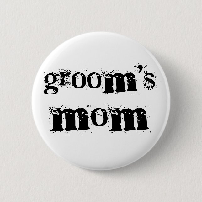 Groom's Mum Black Text 6 Cm Round Badge (Front)