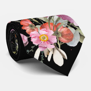 Grooms Pink Wedding Floral Bouquet on Black Tie
