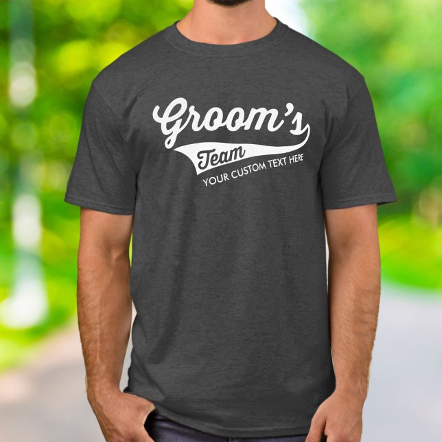 Groom's Team Custom Wedding Bachelor Party Sporty T-Shirt (Creator Uploaded)