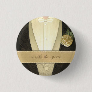 Grooms Tuxedo (Ivory) Custom Wedding 3 Cm Round Badge