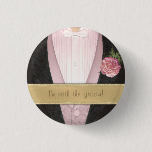 Grooms Tuxedo (pink) Custom Wedding 3 Cm Round Badge