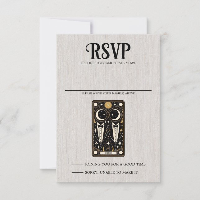 Grooms Wedding Tarot RSVP Card (Front)