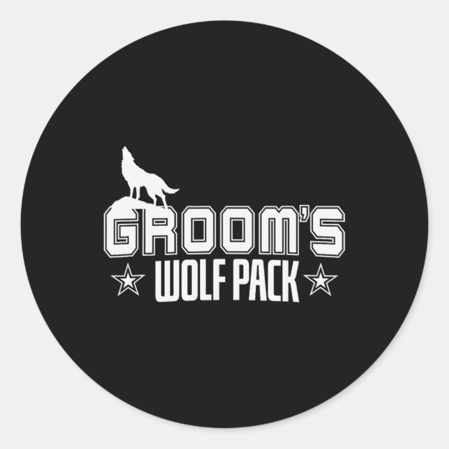 Groom's Wolfpack Men Bachelor Party  Classic Round Sticker (Front)