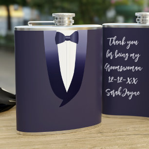 Groomsmaid Tuxedo Thank You Wedding Flask