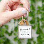 Groomsmaid With Name Monogram Wedding Key Ring<br><div class="desc">Your groomsmaid is going to have a lot of fun carrying around her keys when she's helping with your wedding planning sessions! Show her how much she means to you with this special gift!</div>