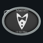 groomsman add name year black bow shirt tie tuxedo belt buckle<br><div class="desc">design</div>