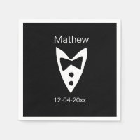 groomsman add name year black bow shirt tie tuxedo