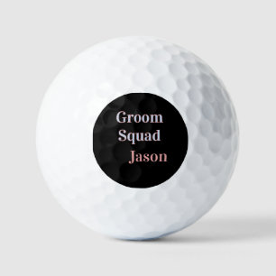 groomsman bachelor party add name modern black golf balls