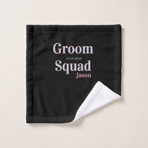 groomsman bachelor party add name modern black wash cloth