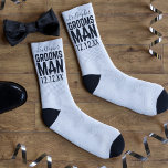 Groomsman Bachelor Party White Wedding Socks<br><div class="desc">Which Groomsman would not love a pair of white socks as thank you gift? Just add his name and your wedding date. You can change the background colour to match your colour scheme</div>