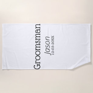 groomsman bachelorette party add name modern simpl beach towel