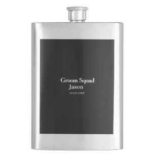 groomsman bachelorette party add name modern simpl hip flask