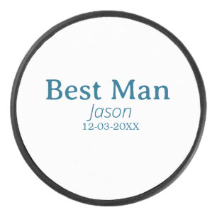 groomsman bachelorette party add name modern simpl hockey puck