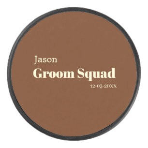 groomsman bachelorette party add name modern simpl hockey puck