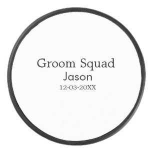 groomsman bachelorette party add name modern simpl hockey puck