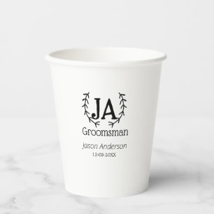 groomsman bachelorette party add name modern simpl paper cups