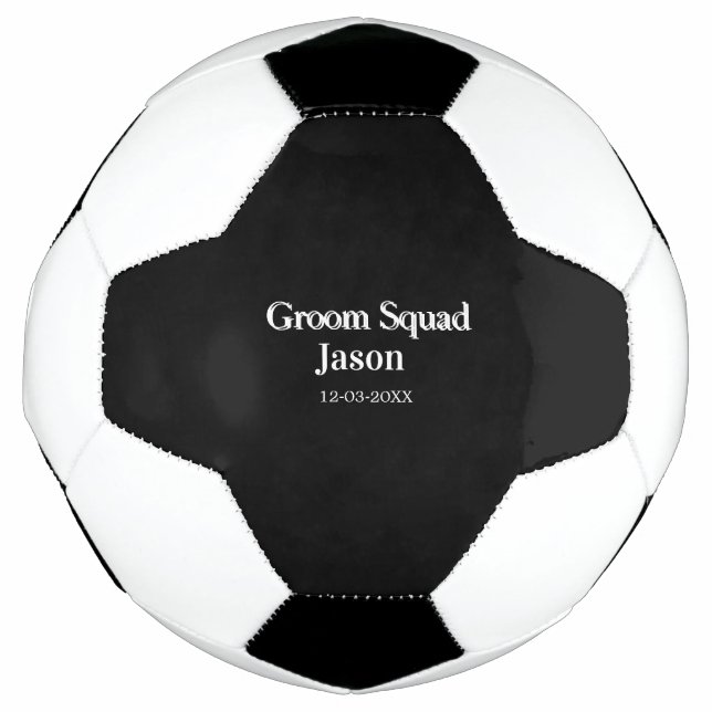 groomsman bachelorette party add name modern simpl soccer ball (Front)