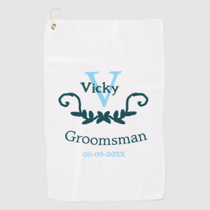groomsman bachelorette party blue vintage classic  golf towel