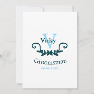 groomsman bachelorette party blue vintage classic invitation