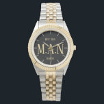 Groomsman Best Man Father Bride Groom Monogrammed Watch<br><div class="desc">Congratulations on your engagement, we hope you have a wonderful day and future life together filled with happiness and joy. This modern elegant wedding stationery item is part of a larger collection as designed by LeahG on behalf of the Low Budget Wedding Network® Please view the attached collection and 'additional...</div>