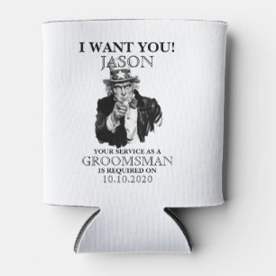 Groomsman Best Man Proposal Uncle Sam I WANT YOU  Can Cooler