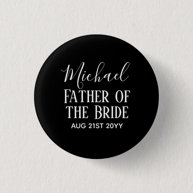 Groomsman BestMan Father Bride Groom Named Script 3 Cm Round Badge (Front)