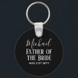 Groomsman BestMan Father Bride Groom Named Script Key Ring<br><div class="desc">Add three lines of text to this modern bridal party gift.</div>