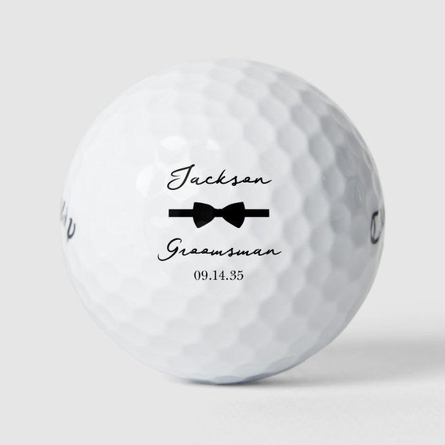 Groomsman Black Bow Tie Golf Balls (Front)