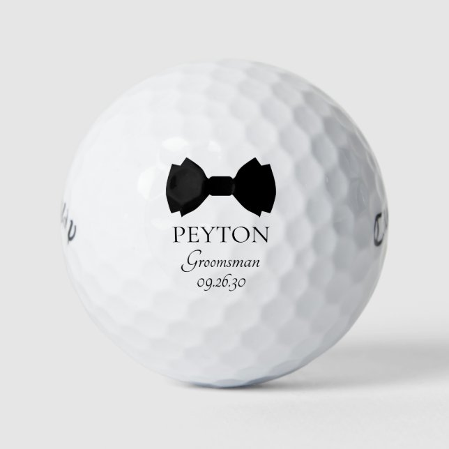 Groomsman Black Bow Tie Golf Balls (Front)