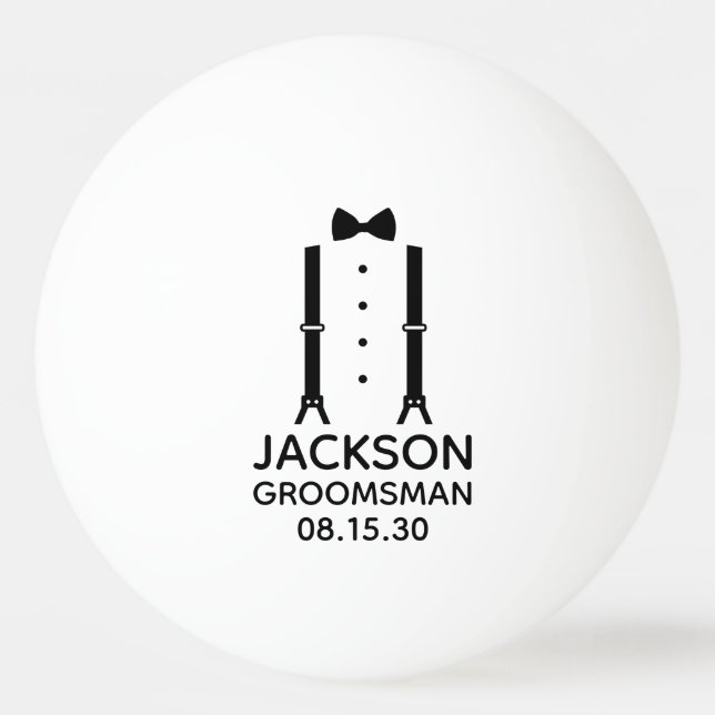 Groomsman Black Bow Tie Ping Pong Ball (Front)