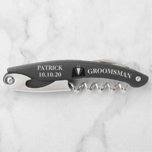 Groomsman Black Bridal Party Favour Tuxedo Wedding Corkscrew