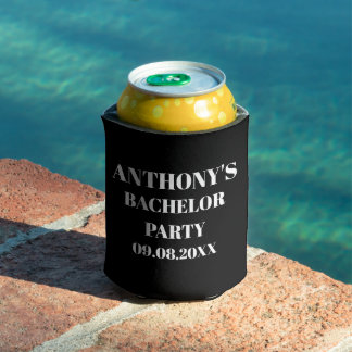 Groomsman Black Elegant Custom Name Gifts Wedding Can Cooler