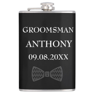 Groomsman Black Elegant Custom Name Gifts Wedding  Hip Flask